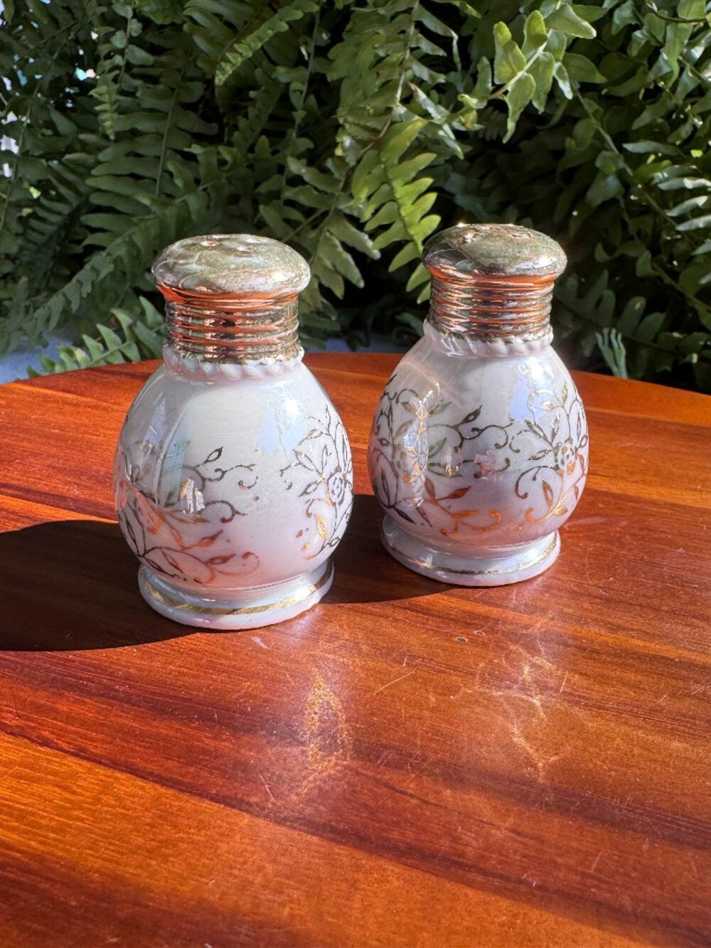 Vintage Noritake Iridescent Porcelain Salt & Pepper Shakers